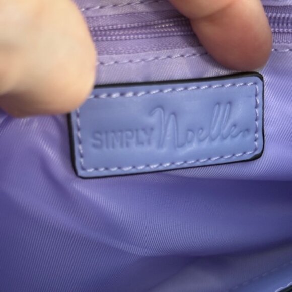 Lavender top handle geometric stitching Purse Wristlet Novelty - Picture 4 of 6